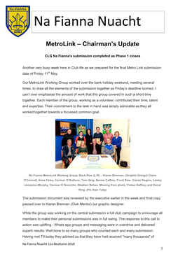 Metrolink – Chairman’S Update