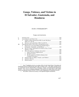 Gangs, Violence, and Victims in El Salvador, Guatemala, and Honduras