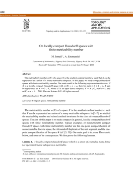 On Locally Compact Hausdorff Spaces with Finite Metrizability Number