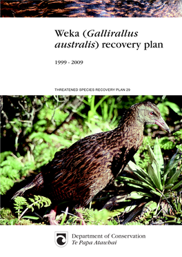 Weka (Gallirallus Australis) Recovery Plan