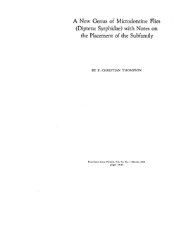 Diptera: Syrphidae) with Notes on the Placement of the Subfamily