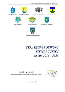 STRATEGIA ROZWOJU ZIEMI PUCKIEJ Na Lata 2016 – 2025