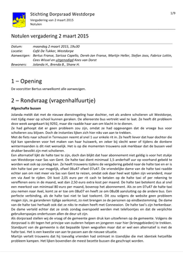 2015-03-02 Goedgekeurde Notulen Dorpsraad 2 Maart 2015