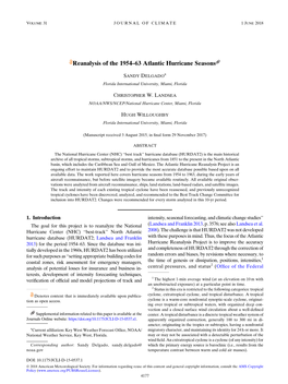 Reanalysis of the 1954–63 Atlantic Hurricane Seasons