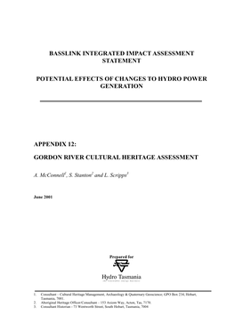 Gordon River Cultural Heritage Assessment