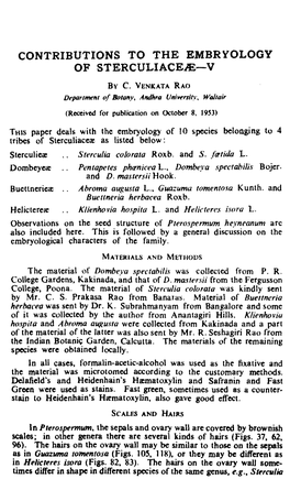 CONTRIBUTIONS to the EMBRYOLOGY of Sterculiaceie—V