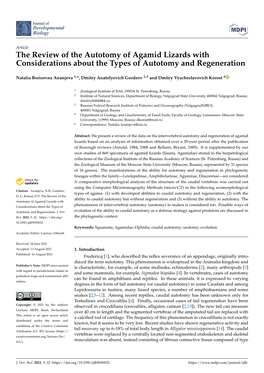 The Review of the Autotomy of Agamid Lizards with Considerations About the Types of Autotomy and Regeneration