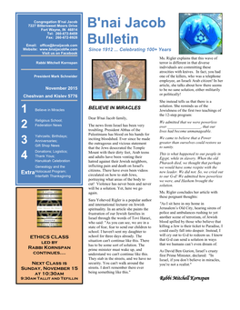 B'nai Jacob Bulletin Bulletin