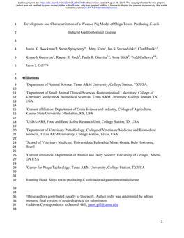 Development and Characterization of a Weaned Pig Model of Shiga Toxin–Producing E