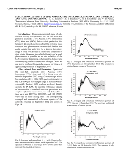 SUBLIMATION ACTIVITY of (145) ADEONA, (704) INTERAMNIA, (779) NINA, and (1474) BEIRA and SOME CONFIRMATIONS. V. V. Busarev1, 2, S