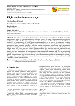 Flight on the Jacobean Stage