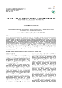 Assessing Landscape Sensitivity Based on Fragmentation Caused by the Artificial Barriers in Hungary