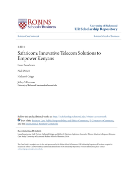 Safaricom: Innovative Telecom Solutions to Empower Kenyans Laura Beauchesne