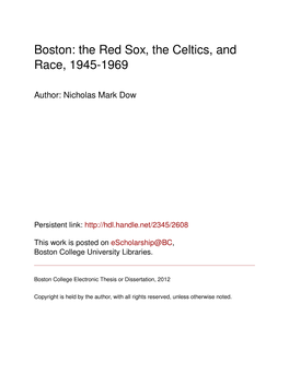 Boston: the Red Sox, the Celtics, and Race, 1945-1969