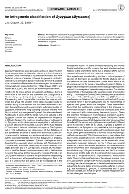 An Infrageneric Classification of &lt;I&gt;Syzygium&lt;/I&gt; (&lt;I&gt;Myrtaceae&lt;/I&gt;)