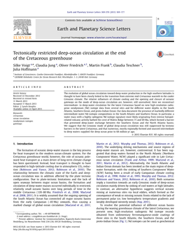 Tectonically Restricted Deep-Ocean Circulation at the End of the Cretaceous Greenhouse