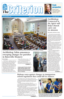 Archbishop Tobin Announces Sweeping Changes for Parishes In