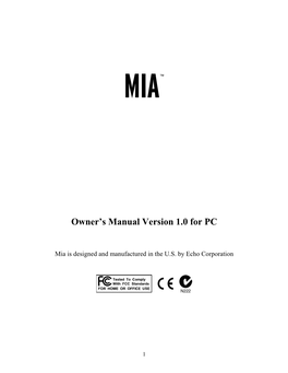 Mia PC Manual