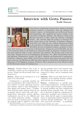 Interview with Greta Panova Touﬁk Mansour