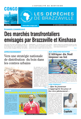 Des Marchés Transfrontaliers Envisagés Par Brazzaville Et Kinshasa Après Plus D’Une Année D’Interruption Du Traﬁc Des Transfrontaliers