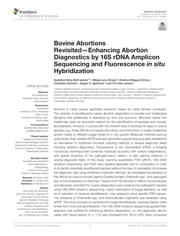 Bovine Abortions Revisited—Enhancing Abortion Diagnostics by 16S Rdna Amplicon Sequencing and Fluorescence in Situ Hybridization