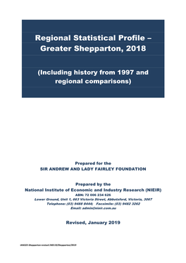 Regional Statistical Profile – Greater Shepparton, 2018