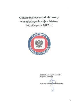 Obszarowa Ocena Jakości Wody Przeznaczonej Do Spożycia Na Terenie Woj