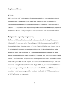 Supplemental Methods RNA-Seq Escs Were Lysed with Trizol Reagent