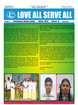 Sevalaya's News Letter