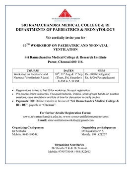 Sri Ramachandra Medical College & Ri Departments