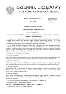 Rozporządzenie Nr 1/2014 Z Dnia 25 Listopada 2014 R