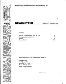 NEWSLETTER Number 115, September 2004