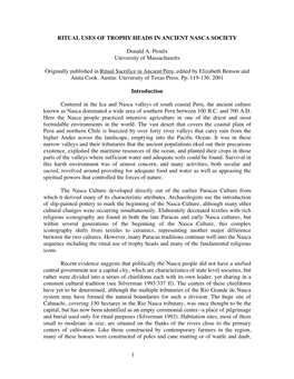 1 Ritual Uses of Trophy Heads in Ancient Nasca Society