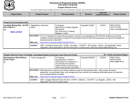 Schedule of Proposed Action (SOPA) 04/01/2020 to 06/30/2020 Angeles National Forest This Report Contains the Best Available Information at the Time of Publication