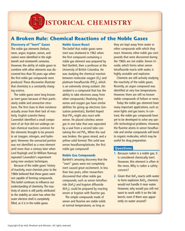 A Broken Rule: Chemical Reactions of the Noble Gases