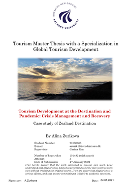 Tourism Master Thesis with a Specialization in Global Tourism Development