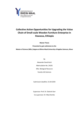 Collective Action Opportunities for Upgrading the Value Chain of Small-Scale Wooden Furniture Enterprise in Hawassa, Ethiopia