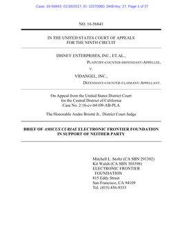 No. 16-56843 in the United States Court of Appeals For