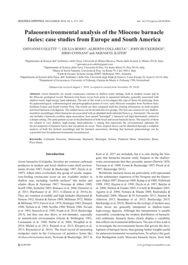 Palaeoenvironmental Analysis of the Miocene Barnacle Facies: Case Studies from Europe and South America