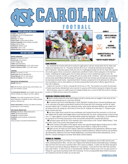 Carolina Football Game Notes