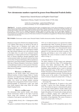 New Chromosome Numbers Reported in Grasses from Himachal Pradesh (India)
