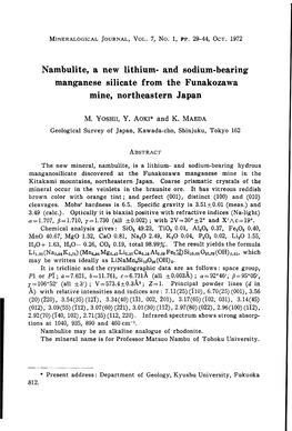 And Sodium-Bearing Manganese Silicate from the Funakozawa Mine, Northeastern Japan