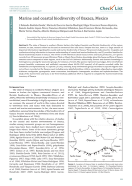 Chec List Marine and Coastal Biodiversity of Oaxaca, Mexico