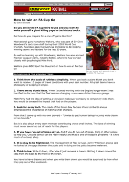 How to Win an FA Cup Tie by John Sinnott