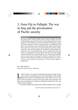 3. from Fiji to Fallujah: the War in Iraq and the Privatisation of Pacific Security