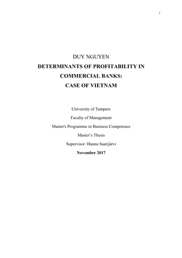 Duy Nguyen Determinants of Profitability in Commercial Banks