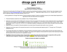 Financial Assistance Program Sponsored by the Parkways Foundation