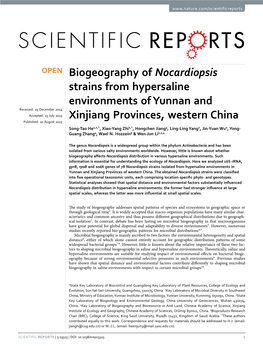 Biogeography of Nocardiopsis Strains from Hypersaline Environments of Yunnan and Xinjiang Provinces, Western China