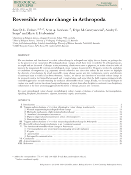 Reversible Colour Change in Arthropoda