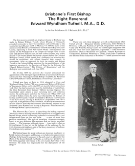 Brisbane's First Bishop the Right Reverend Edward Wyndham Tufnell, M.A., D.D